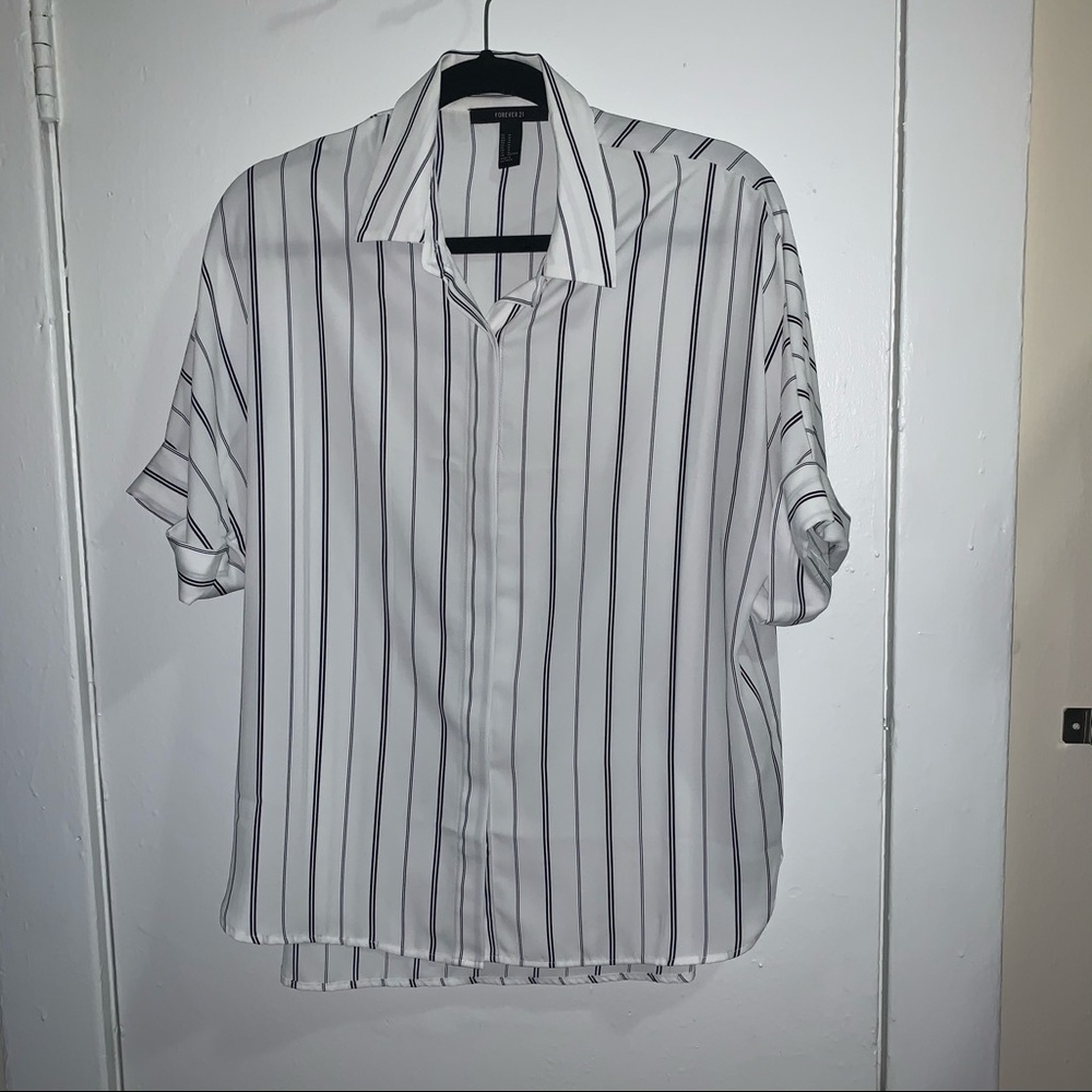 Striped button-down blouse